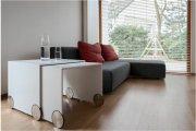 Design coffee tables-nested tables with integrated wheels, Jantsch Gräfe Designobjekte
